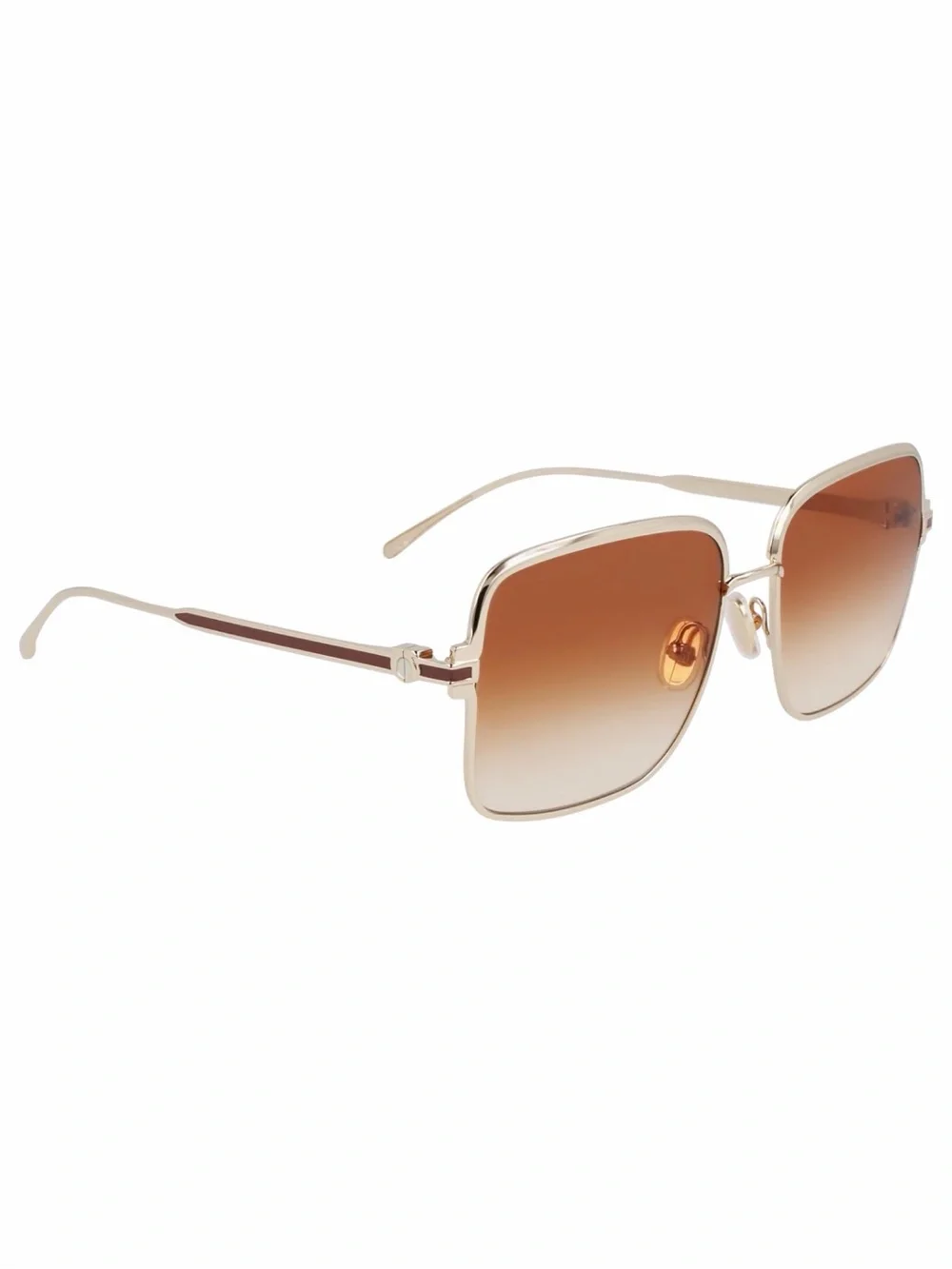 New Salvatore Ferragamo SF317S 704 Brown Lens Square Metal Women Sunglasses